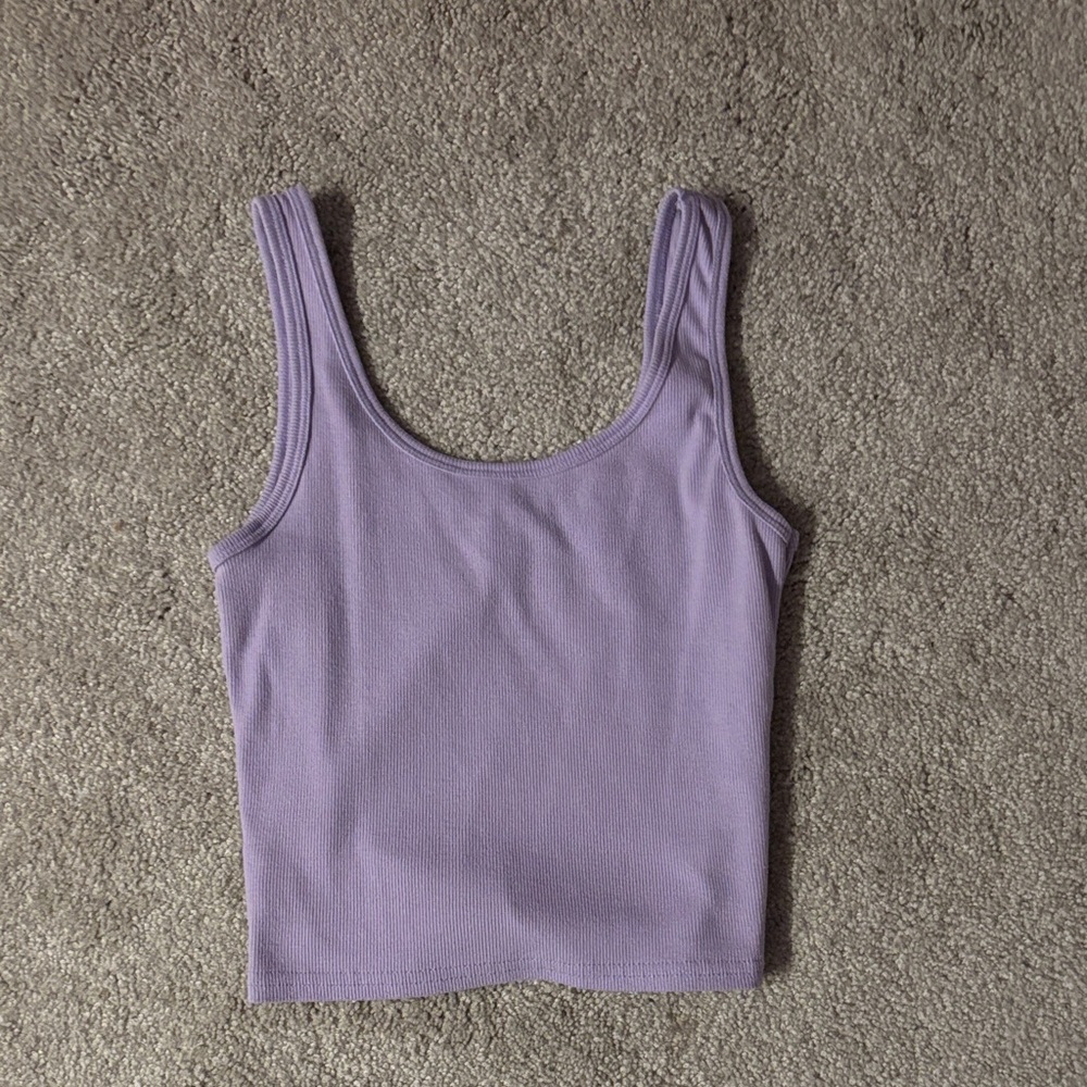 Purple Ribbed Tank Top